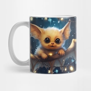 Cute white bat Christmas lights Mug